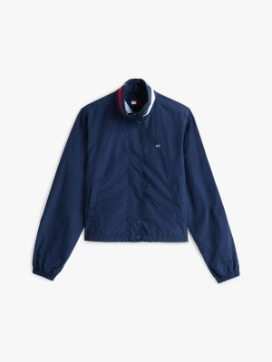 blue logo collar water repellent jacket for women tommy jeans