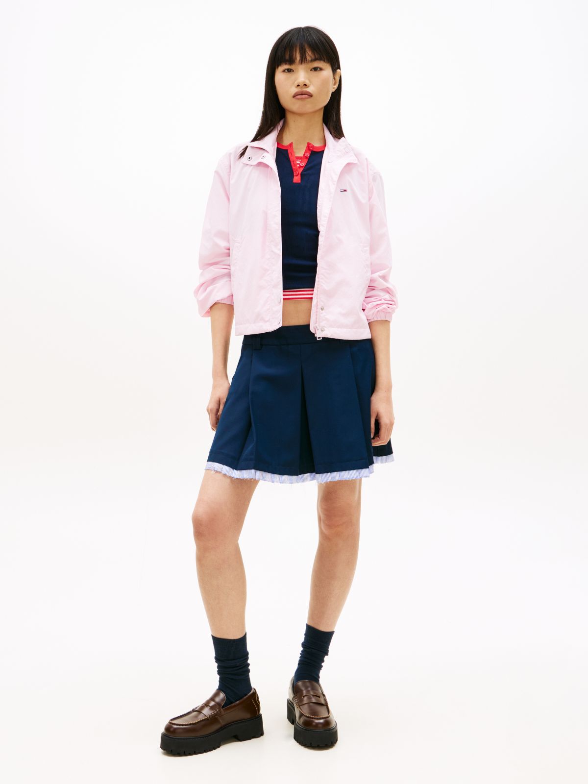 Logo Collar Water Repellent Jacket — Pink
