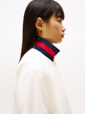 veste déperlante à col à logo blanc pour femmes tommy jeans