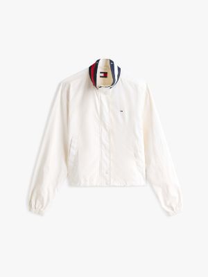 veste déperlante à col à logo blanc pour femmes tommy jeans