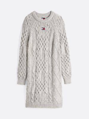 grey star knit mini jumper dress for women tommy jeans