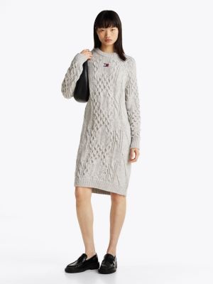 robe courte en maille à motif étoiles grey pour femmes tommy jeans