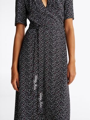 multi floral print midi dress for women tommy jeans