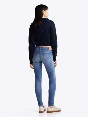 blue sophie faded low rise skinny jeans for women tommy jeans