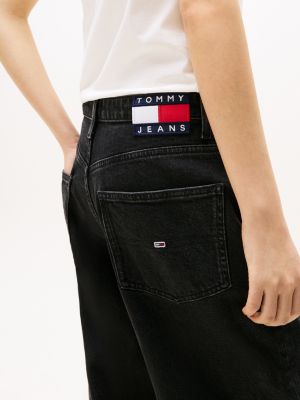 black mia mid rise relaxed straight jeans for women tommy jeans