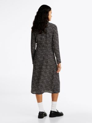 black logo print midi dress for women tommy jeans