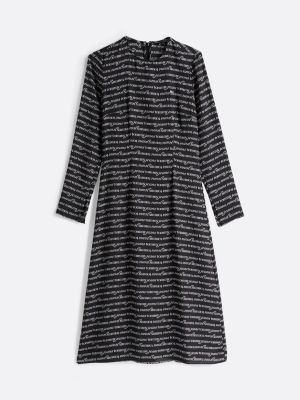 black logo print midi dress for women tommy jeans