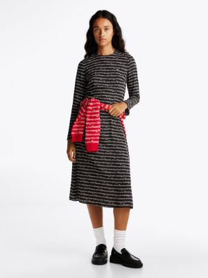 black logo print midi dress for women tommy jeans