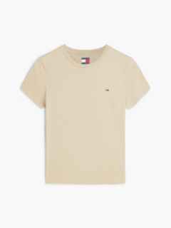 Flag Embroidery Slim Crew Neck T-Shirt — Beige 5