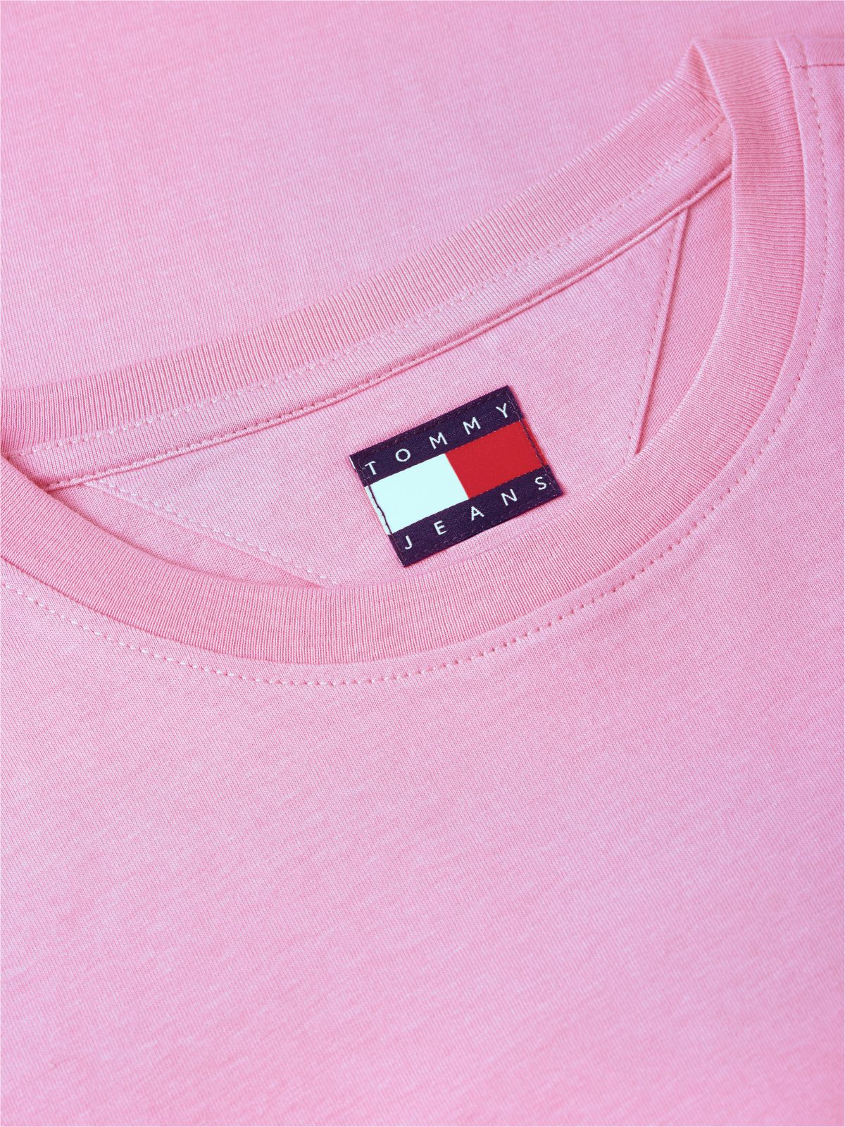 Flag Embroidery Slim Crew Neck T-Shirt — Pink
