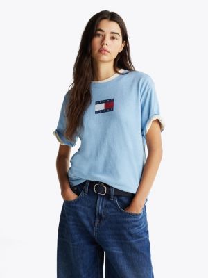 t-shirt relaxed fit con logo blue da donne tommy jeans