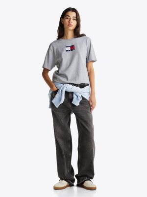 t-shirt décontracté à logo gris pour femmes tommy jeans