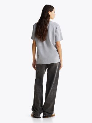 grau relaxed fit t-shirt mit logo für damen - tommy jeans