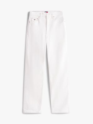 beige layla slim straight leg jeans in weiß für damen - tommy jeans
