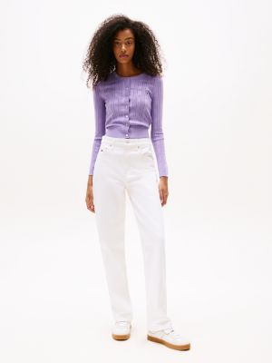 beige layla slim straight leg jeans in weiß für damen - tommy jeans