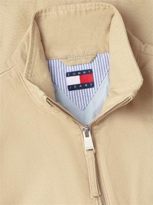 beige jacke aus gepeachtem canvas mit reißverschluss für damen - tommy jeans