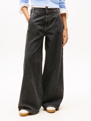 black black wide leg carpenter jeans for women tommy jeans