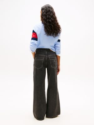 schwarz schwarze carpenter-jeans mit weitem bein für damen - tommy jeans