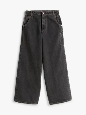 black black wide leg carpenter jeans for women tommy jeans