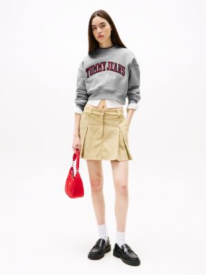 grey funnel neck cropped sweatshirt for women tommy jeans