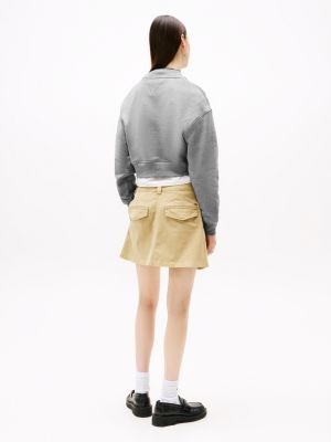 grey funnel neck cropped sweatshirt for women tommy jeans