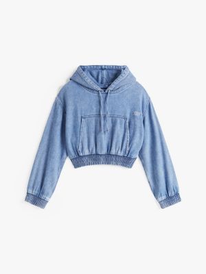 blue denim cropped hoody for women tommy jeans