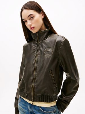 brown back logo bomber jacket for women tommy jeans