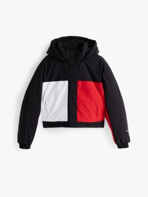 multi back logo colour-blocked puffer jacket for women tommy jeans