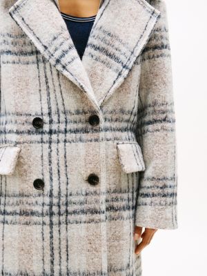 multi relaxed coat with wool for women tommy jeans