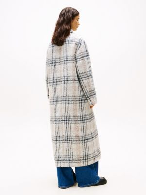abrigo de corte amplio en mezcla de lana multicolor de mujeres tommy jeans
