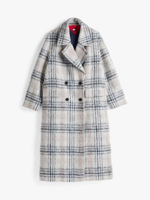 multi relaxed coat with wool for women tommy jeans