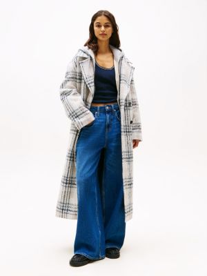 multi relaxed coat with wool for women tommy jeans