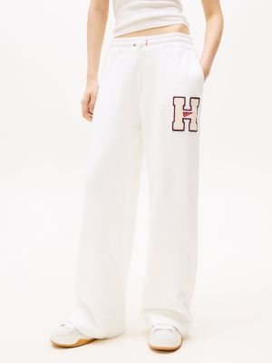 white logo appliqué joggers for women tommy jeans