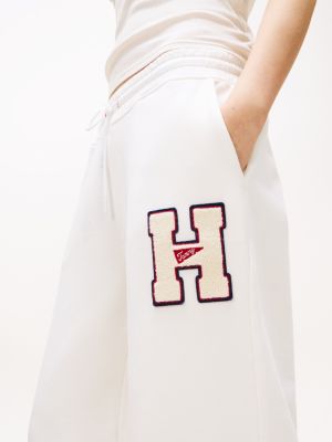 white logo appliqué joggers for women tommy jeans