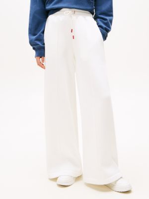 white logo embroidery terry joggers for women tommy jeans