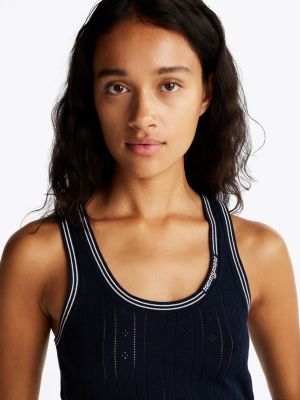 multi pointelle slim tank top for women tommy jeans