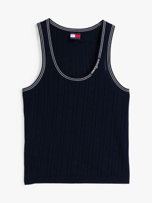 débardeur ajusté à motif pointelle plusieurs couleurs pour femmes tommy jeans