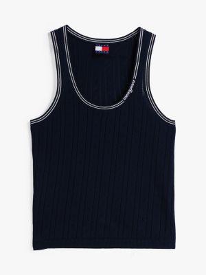 multi pointelle slim tank top for women tommy jeans