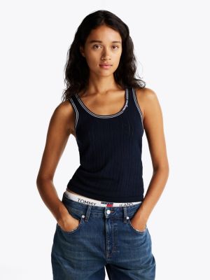 multi pointelle slim tank top for women tommy jeans