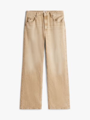 bruin mia medium rise relaxed straight jeans voor dames - tommy jeans