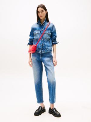 jeans mom affusolati a vita altissima blue da donne tommy jeans