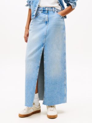 blau claire jeansrock in maxi-länge für damen - tommy jeans