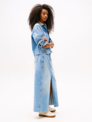 blue claire maxi denim skirt for women tommy jeans