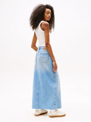 blau claire jeansrock in maxi-länge für damen - tommy jeans