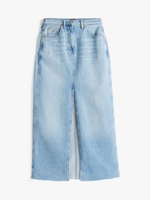 blau claire jeansrock in maxi-länge für damen - tommy jeans