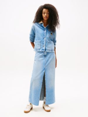 blue claire maxi denim skirt for women tommy jeans