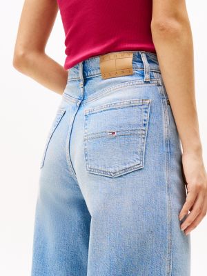 blau claire jeans mit weitem bein und hohem bund für damen - tommy jeans