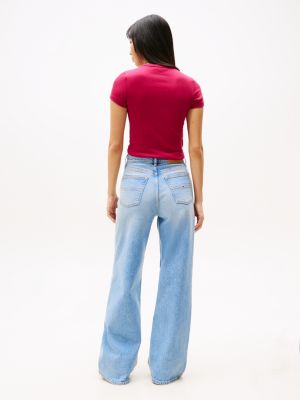 blue claire high rise wide leg jeans for women tommy jeans