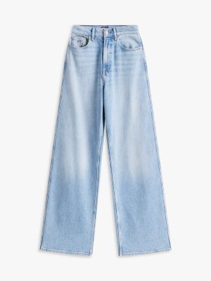 blau claire jeans mit weitem bein und hohem bund für damen - tommy jeans