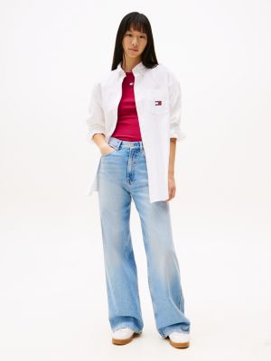 blauw claire high rise jeans met wijde fit voor dames - tommy jeans